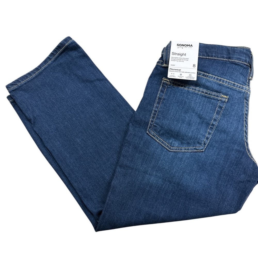 Sonoma Flexwear Straight Five Pocket Medium Wash Adjustable Boys Jeans 8 H NWT